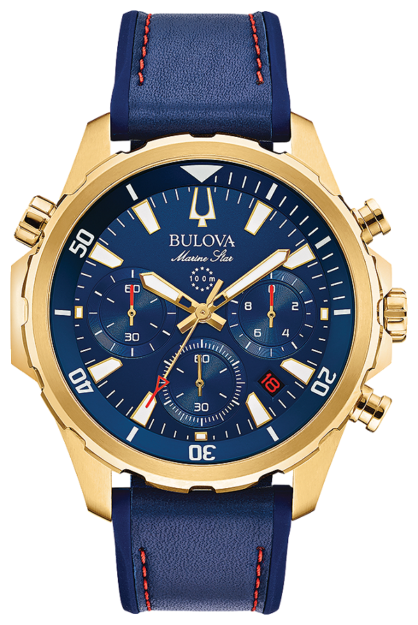 Relógio BULOVA Couro Marine Star Cronógrafo 97B168
