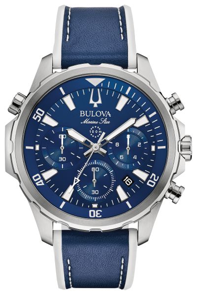 Relógio Bulova Prata | Marine Star | Cronógrafo | Azul Marinho | 96B287