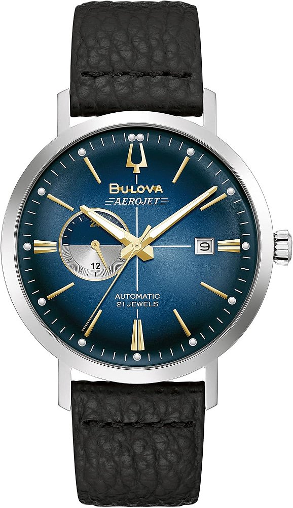 Relógio BULOVA Couro Automático Aerojet 96B374