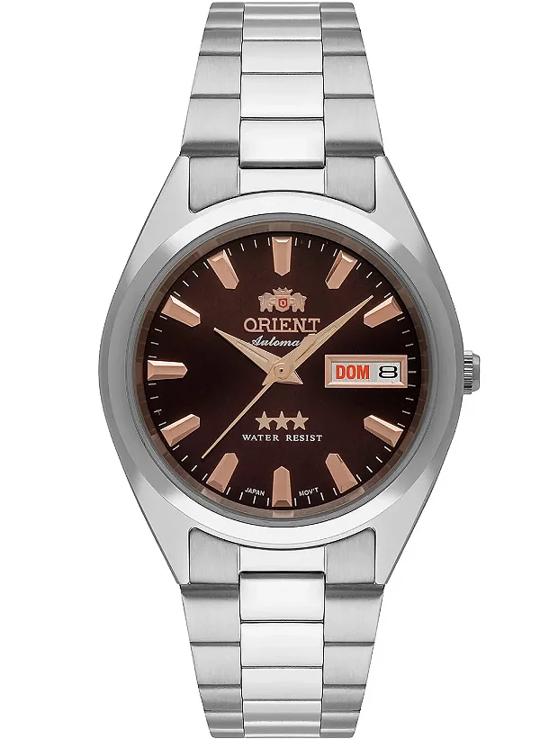 Relógio Orient 3 Estrelas Automático Marrom 469SS084NH N1SX