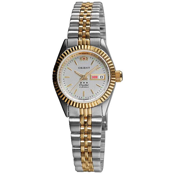 Relógio Orient 3 Estrelas Automático Dourado Prata 559EB3NH B1SK