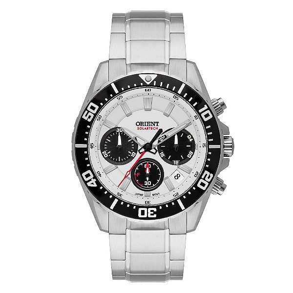 Relógio Orient Solartech Elite Sea Cronógrafo Panda Branco MBSSC288 S1SX