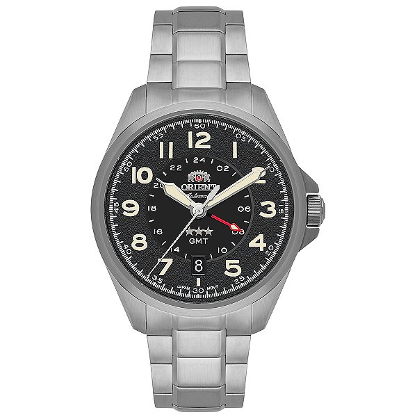 Relógio Orient 3 Estrelas Sport Land GMT Automático Preto NH3SS017 P2SX
