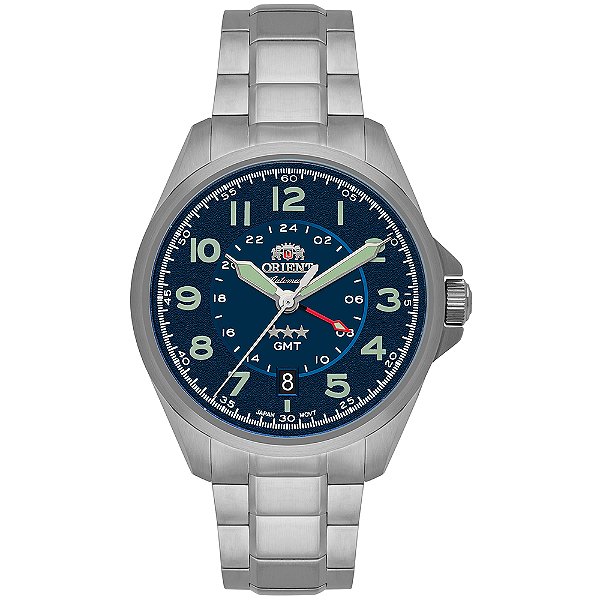 Relógio Orient 3 Estrelas Sport Land GMT Automático Azul NH3SS017 D2SX