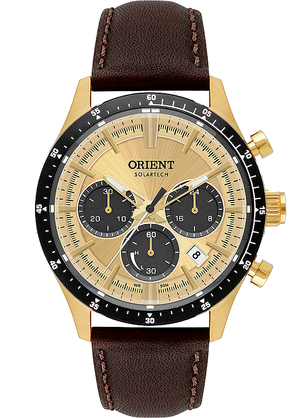 Relógio Orient SolarTech Cronógrafo Couro MGSCC011 C1NX