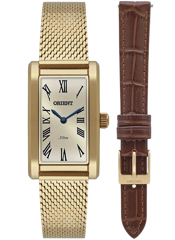Relógio Orient Tank Feminino Dourado LGSS0077 C3KX