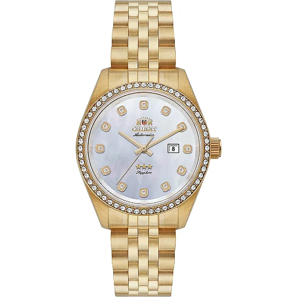 Relógio Orient 3 Estrelas Feminino Automático Dourado NH5GG001 B1KX