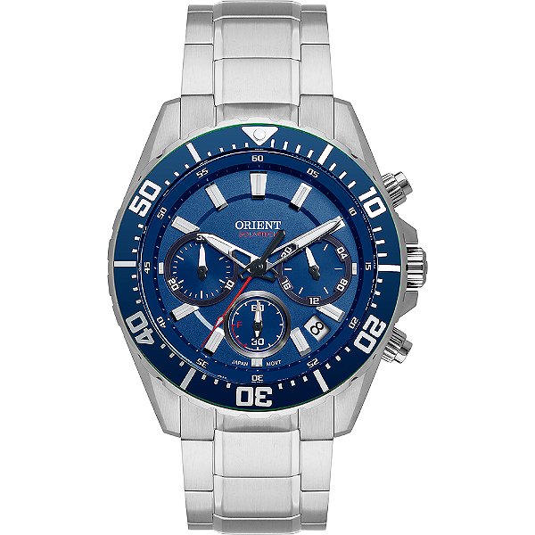 Relógio Orient Solartech Elite Sea Cronógrafo Solar Azul MBSSC288 D1SX