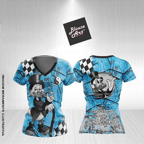 Camiseta Baby Look De Quebrada QB34 Tio Patinhas Notas Cem