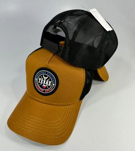 Boné Agro Trucker Texas Country Caramelo Telinha Preta Rodeio Cowboy
