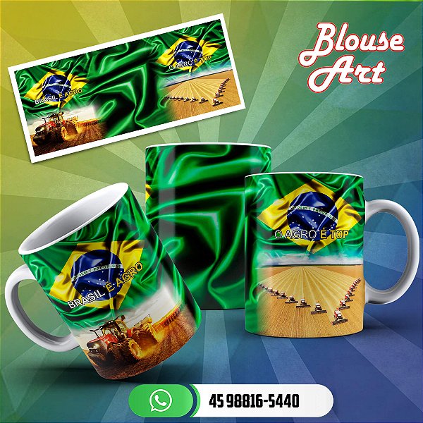 Caneca Cerâmica Personalizada Brasil é Agro O Agro é Top AG01