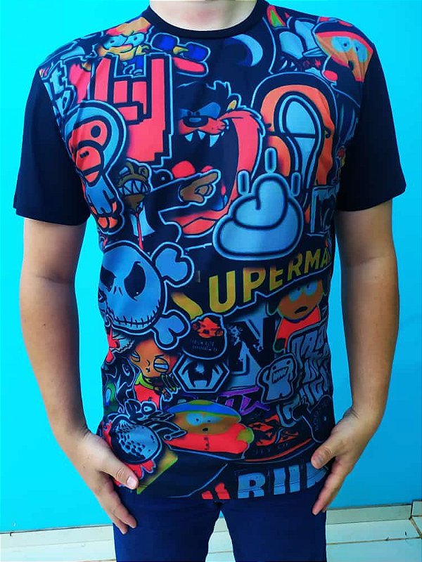 Camiseta Long Line Animes Filmes Séries Games Super Mario Simpsons Personagens LL143