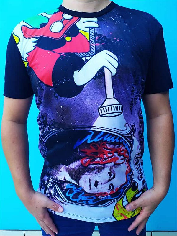 Camiseta Long Line Animes Filmes Personagens Séries Games Super Mario Simpsons LL157