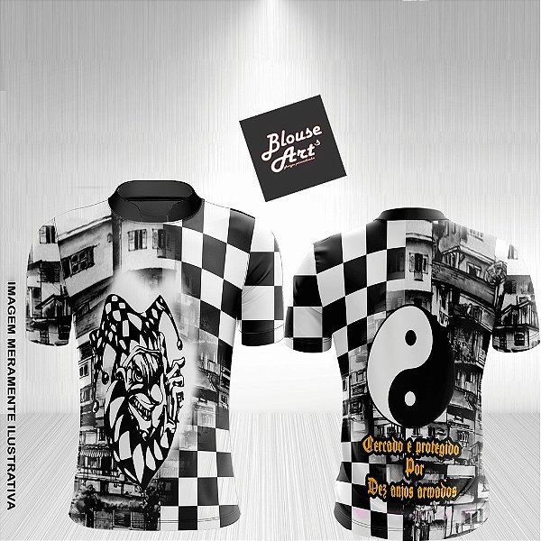 Camisa de Quebrada Favela QB09 Palhaço Joker Cercado e Protegido Por Dez Anjos Armados