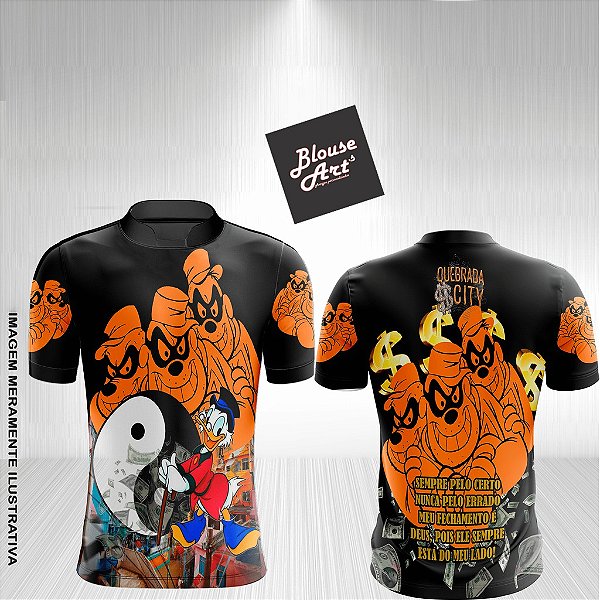 Camiseta de Favela Quebrada Preta com Laranja Irmãos Metralhas Quebrada City QB13
