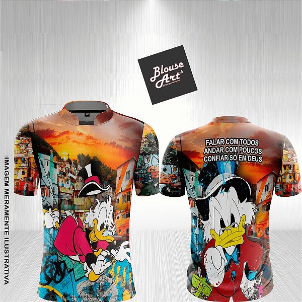 Camiseta de Quebrada Tio Patinhas QB18 Pôr do Sol na Favela Camisa Gola Padre