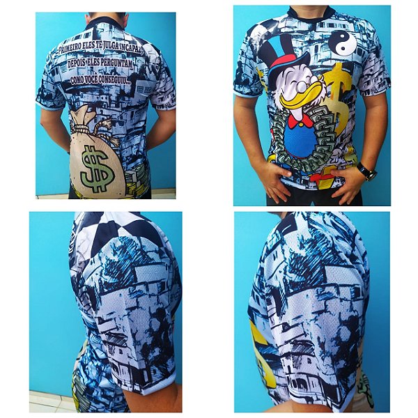 Camisa De Quebrada QB32 Tio Patinhas Favela Azul Quadriculada Tony Country