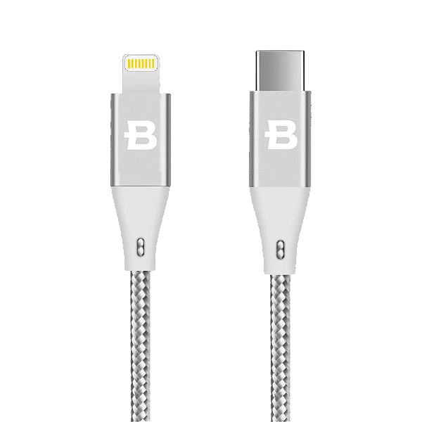 CABO NYLON BLIZ 1,2MT TIPO C - LIGHTNING BRANCO