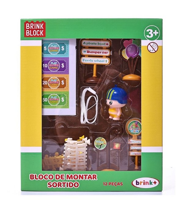 Bloco de Montar Sortido - Brink Block - 12 Peças