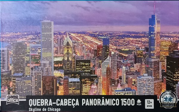 Quebra-Cabeça Panorâmico Skyline de Chicago - 1500 Peças