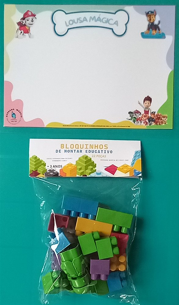 🧩 Kit Educativo: Lousa Mágica + Bloquinhos de Montar! 🧩
