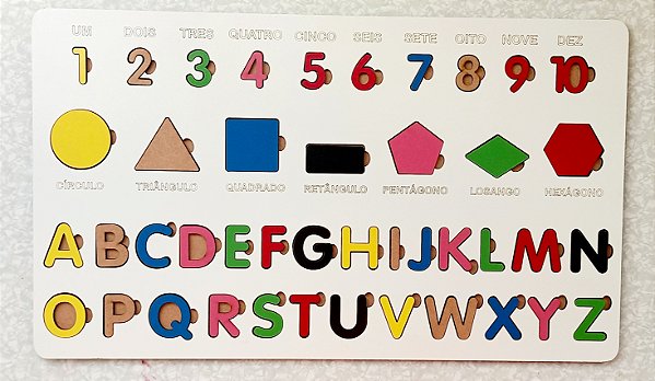 Painel Educativo de Encaixe - Letras, Números e Formas