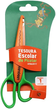 Tesoura Escolar de Picotar Zig Zag Leo e Leo Leonora
