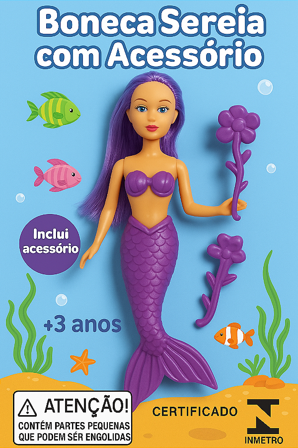 Boneca Sereia com Acessórios