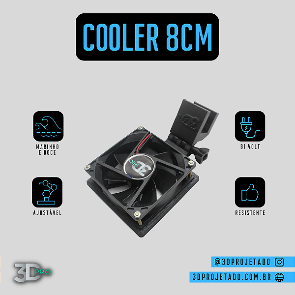 Cooler/Fan 8cm com suporte para Aquario Marinho / Plantado