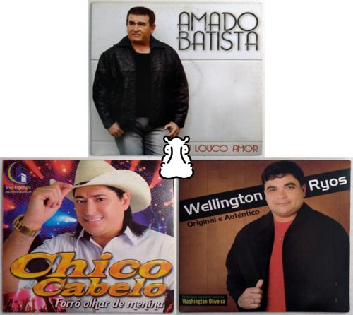 3 Cds Cantores Amado Batista Chico Cabelo Wellington Ryos