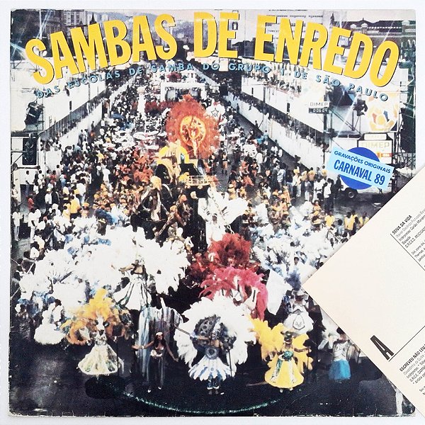 LP Sambas Enredo Carnaval 1989 Grupo 1 SP Vinil Encarte - Hm