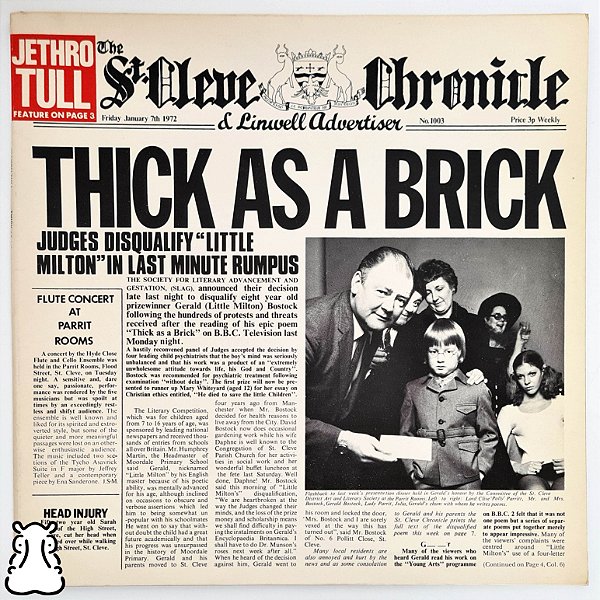 LP Jethro Tull Thick as Brick Vinil Com Prospecto 1972 - Hm