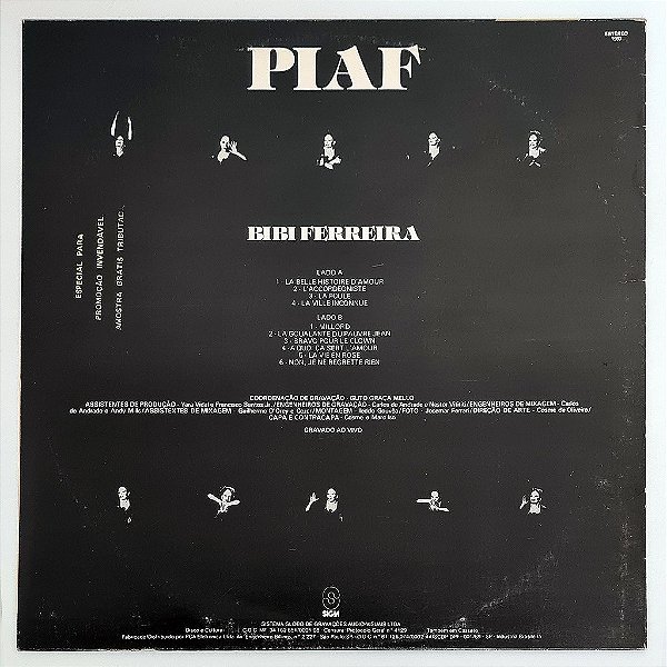 LP Bibi Ferreira - Edith Piaf Gravado Ao Vivo - Vinil - Hm