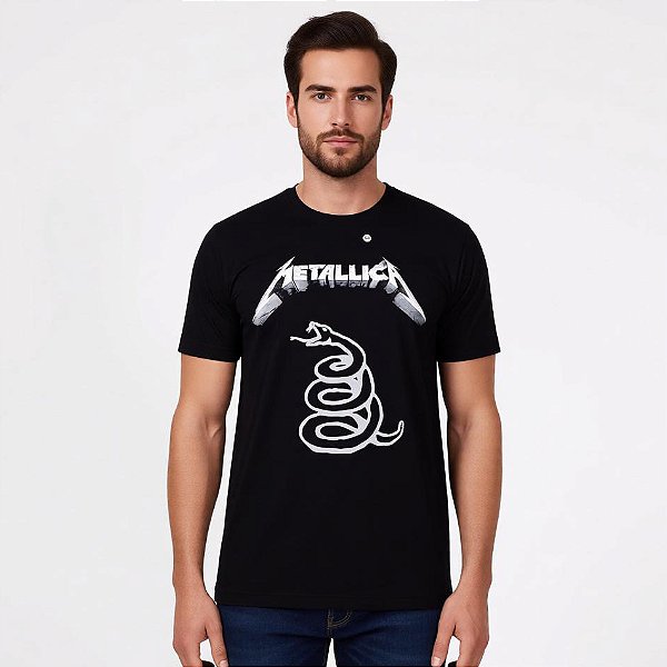 Camiseta Banda Metallica - Manga Curta Preta