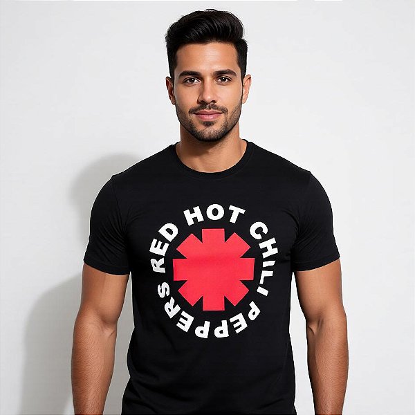 Camiseta Banda Red Hot Chili Peppers - Manga Curta Preta
