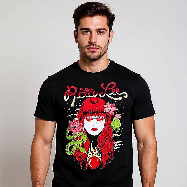 Camiseta Rita Lee - Manga Curta Preta