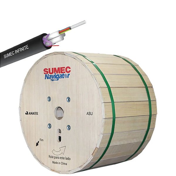 Cabo Fibra Optica CFOA-SM-ASU80 12FO AR-NR 3000MT - Sumec