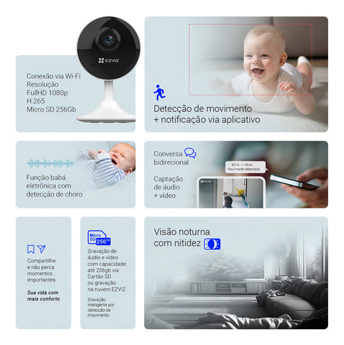 Câmera De Vídeo Segurança Ezviz C1c-b Com Resolução 2mp Full