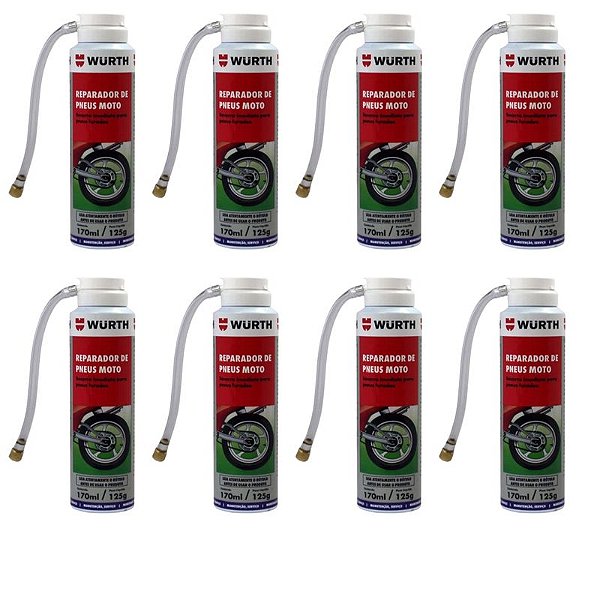 Spray Reparador De Pneu Furado Moto Wurth Instantâneo Com 8u