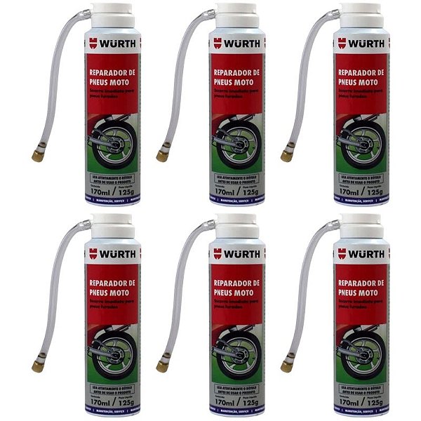 Spray Reparador De Pneu Furado Moto Wurth Instantâneo Com 6u