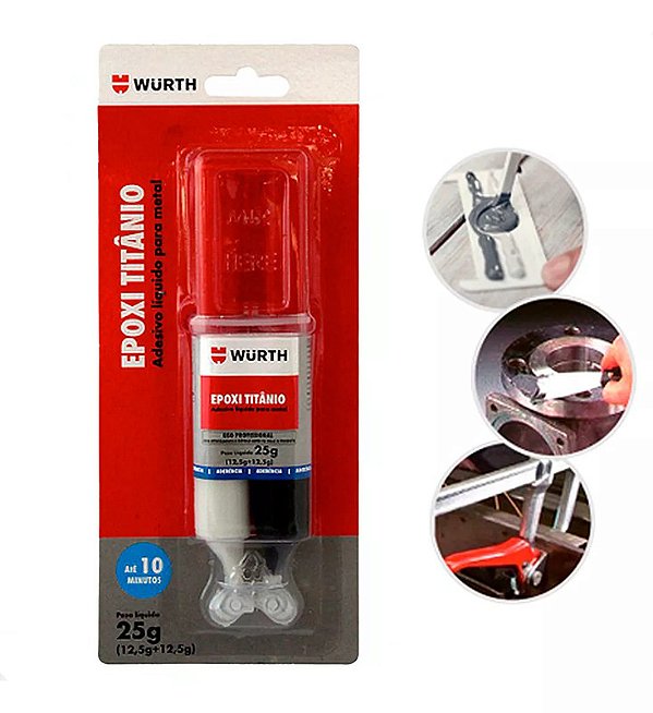 Cola Epoxi Titanio Adesivo Aluminio Cobre Metal Wurth 25g