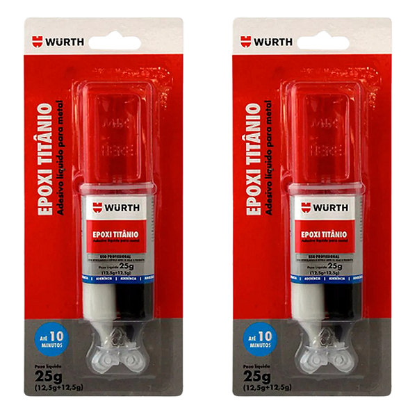 Cola Epoxi Titanio Adesivo Aluminio Wurth 25g C/ 2 unid
