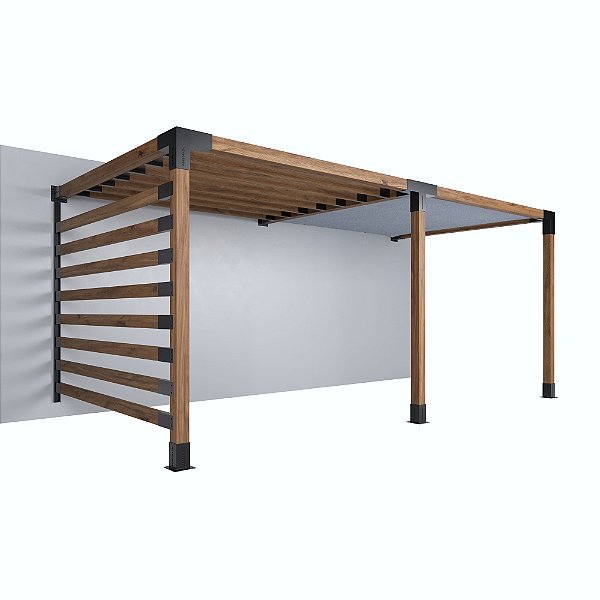 Pergofacil DoubleDeck 3x6m 4" Teto Branco e Ripado Lat Rip
