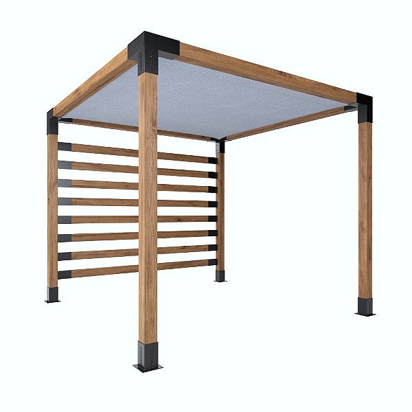 Pergofacil Elegance 3x3m 4" Teto Branco  Lateral Ripada