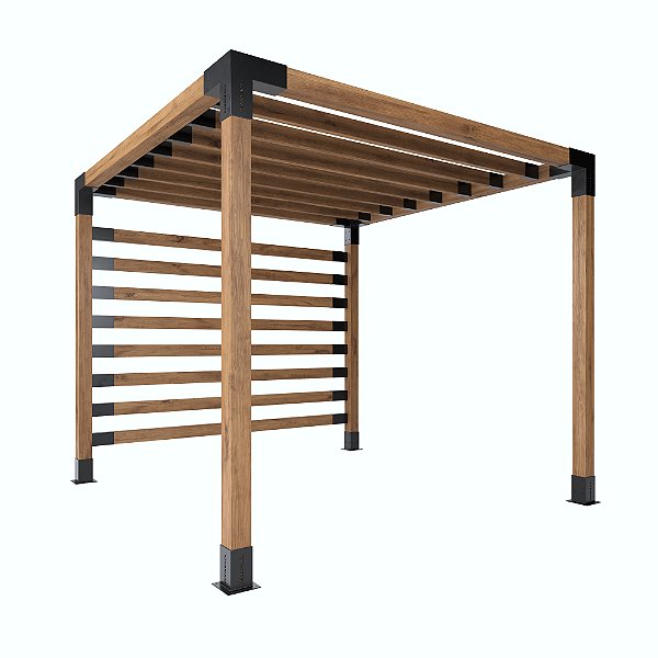 Pergofacil Elegance 3x3m 4" Teto Ripado Lateral Ripada