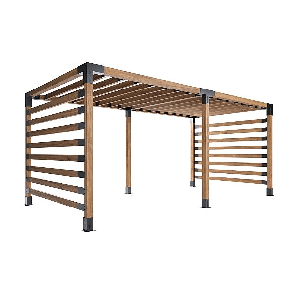 Pergofacil Gracefull 3x6m 4" Teto Ripado Lateral Ripada