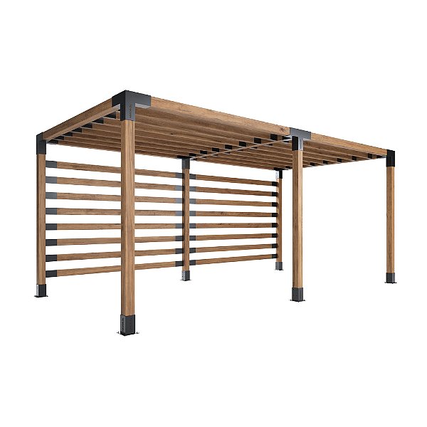 Pergofacil Gracefull 3x6m 4" Teto Ripado Lateral Ripada