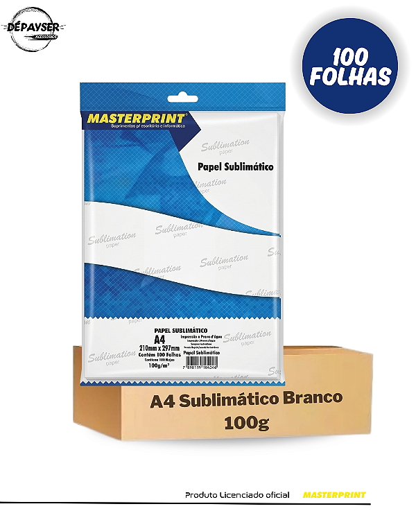 Papel Sublimático A4 100g Branco 100 Folhas - Masterprint Premium
