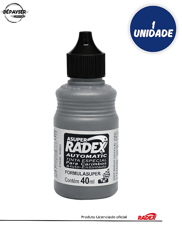 Tinta Para Carimbo Automático Radex Na Cor Preta 40ml