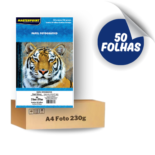 Papel Fotográfico Glossy Brilhante A4 230g - 50 Folhas Masterprint Premium